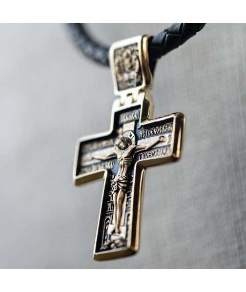 Православний хрест "Розп'яття" (чорніння) п03347 Онікс