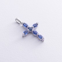 Золотой крестик с синими сапфирами и бриллиантами пб0325gm Онікс