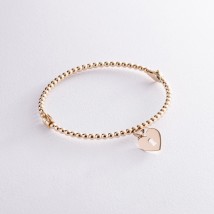 Rigid gold bracelet "Heart" b02775 Onix