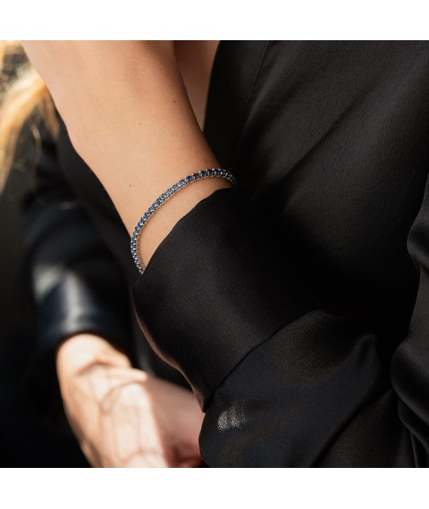 Tennis bracelet in white gold with sapphires 518821529 Onyx 17.5