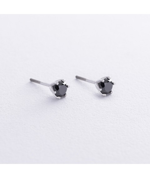 Earrings - studs with black diamonds (white gold) 336271121 Onyx