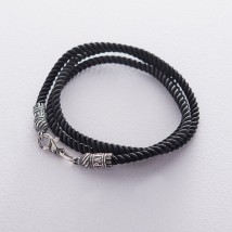Шелковый шнурок "Спаси и сохрани" с серебряной застежкой (3мм) 18440 Онікс  45