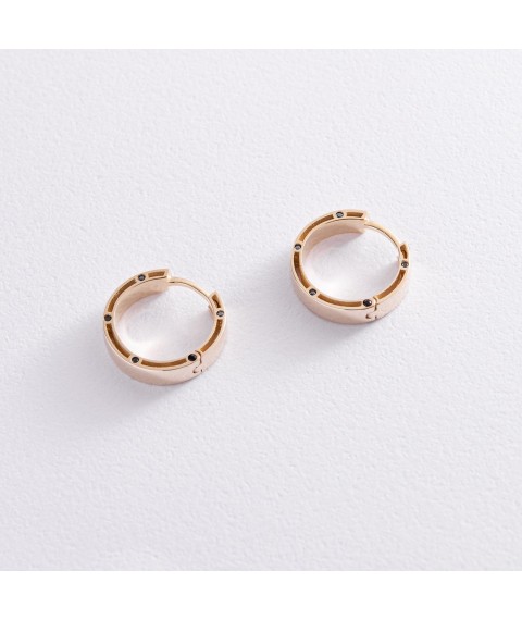 Gold earrings - rings with cubic zirconia s07801 Onyx
