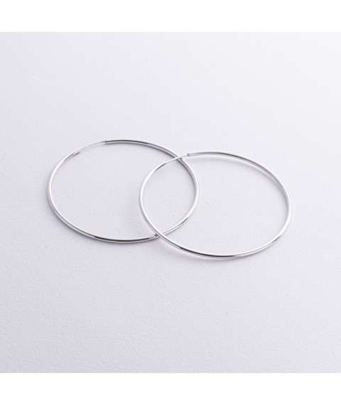 Сережки - кільця в білому золоті (5.3 см) с08532 Онікс