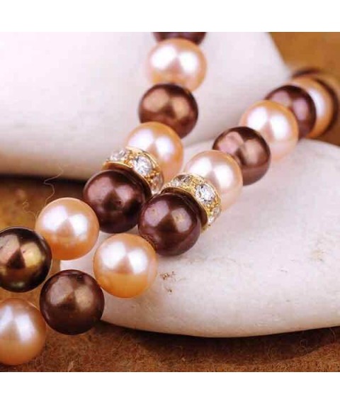 Necklace (cultured sea pearls, gold 585, cubic zirconia) col00506 Onyx