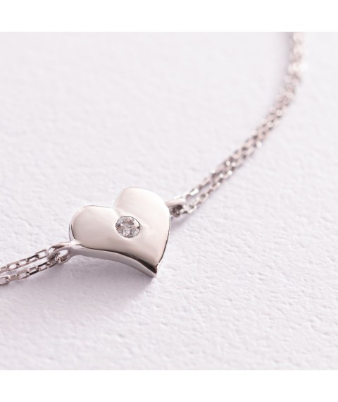Gold bracelet "Heart with cubic zirconia" b04857 Onix 18