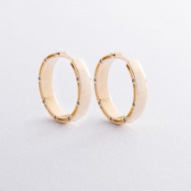 Золотые серьги-кольца (фианиты), диаметр: 21 мм с05228 Онікс