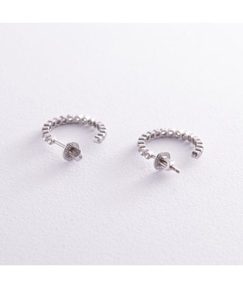 Earrings - studs with cubic zirconia in silver 4911 Onyx