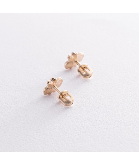Earrings - studs "Bees" in yellow gold (cubic zirconia) s08570 Onyx