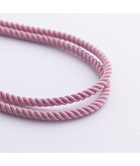 Шелковый розовый шнурок с гладкой золотой застежкой (2мм) кол02008 Онікс  45