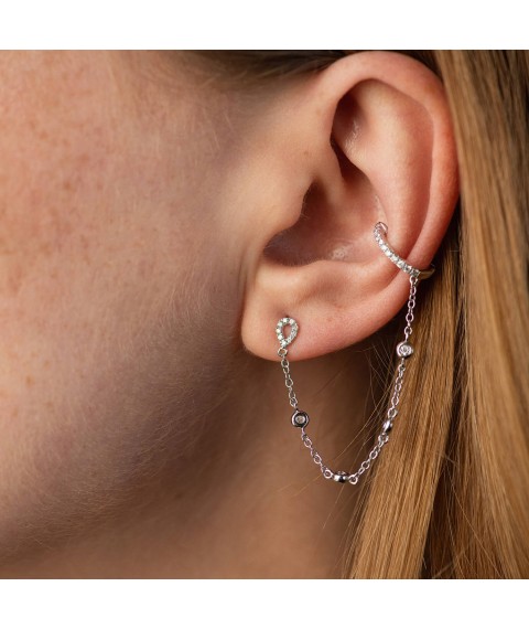 Asymmetrical gold earrings (diamonds) sb0492cha Onyx