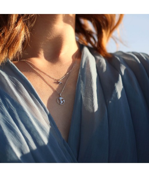Necklace in white gold "Around the World" coll01684 Onix 40