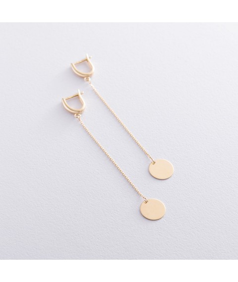 Earrings "Coins" in yellow gold s06836 Onyx
