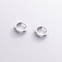 Серьги - кольца "Chloe" в белом золоте с09011 Онікс