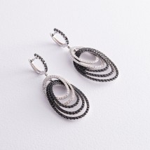 Gold earrings with white and black diamonds s1074 Onyx