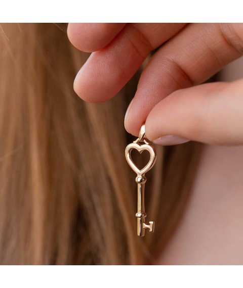 Pendant "Key" in red gold p03500 Onix