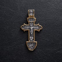 Silver Orthodox cross (blackening, gilding) 132730 Onyx
