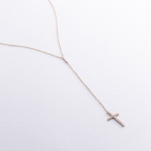 Gold necklace - "Cross" tie with diamonds flask0115mi Onix