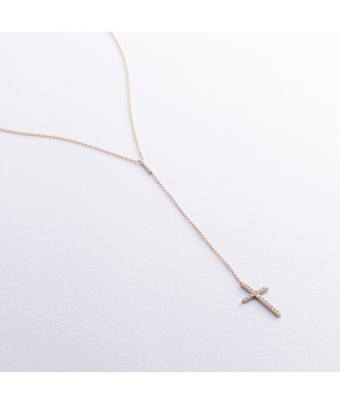 Gold necklace - "Cross" tie with diamonds flask0115mi Onix 47