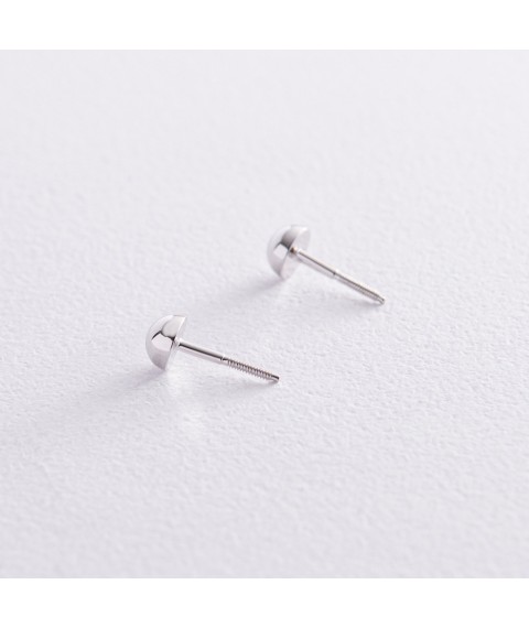 Earrings - studs "Hamisphere" in white gold (0.5 cm) s08206 Onyx