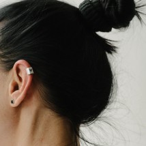 Silver cuff earring "Heart" (matte) 122703ser Onyx
