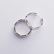 Золотые серьги-кольца с фианитами, диаметр: 22 мм с05020 Онікс