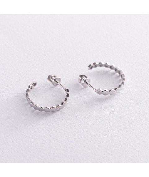 Earrings - studs "Grani" in white gold s07273 Onyx