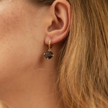Gold earrings "Attraction" (smoky quartz) s08525 Onyx