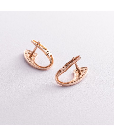 Gold earrings "Droplets" with cubic zirconia s06088 Onyx