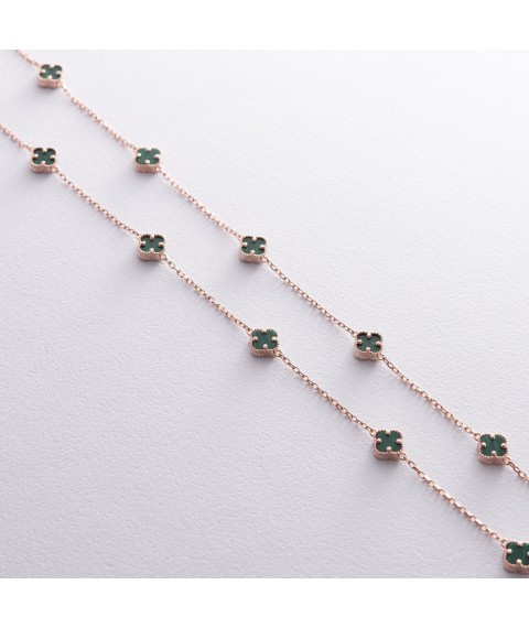 Necklace "Clover" with malachite mini (red gold) count02424 Onix 100