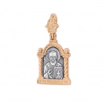 Silver pendant "Jesus" with gold plated 131804 Onyx