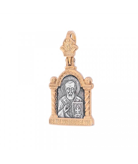 Silver pendant "Jesus" with gold plated 131804 Onyx