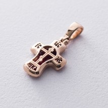 Золотой православный крестик с эмалью п03076 Онікс