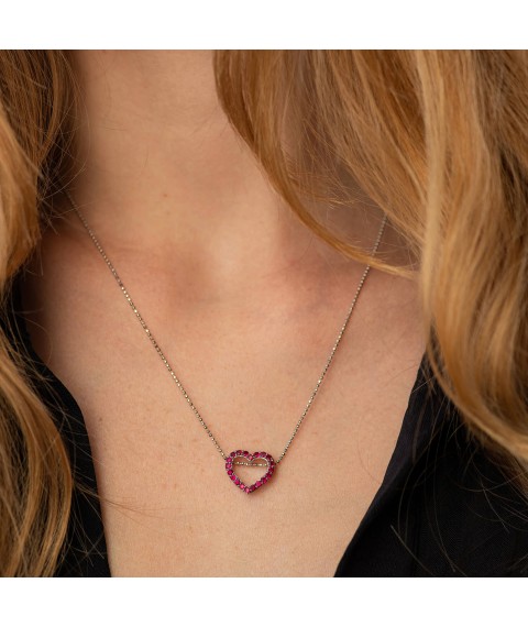 Gold pendant "Heart" with rubies pb0321nl Onyx