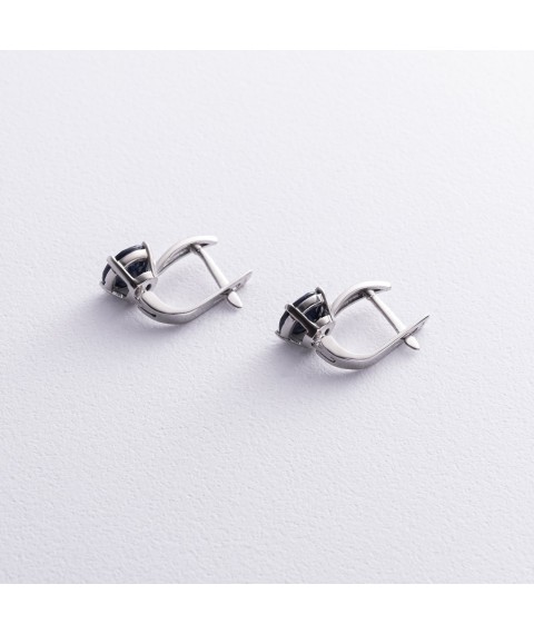 Срібні сережки із сапфірами GS-02-003-31 Онікс