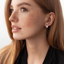 Earrings "Minimalism" in white gold s07986 Onyx