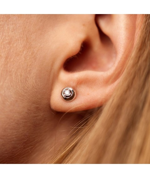 Earrings - studs with cubic zirconia (white gold) s02826 Onyx