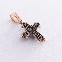 Золотой православный крест "Распятие. Спаси и сохрани" п03465 Онікс