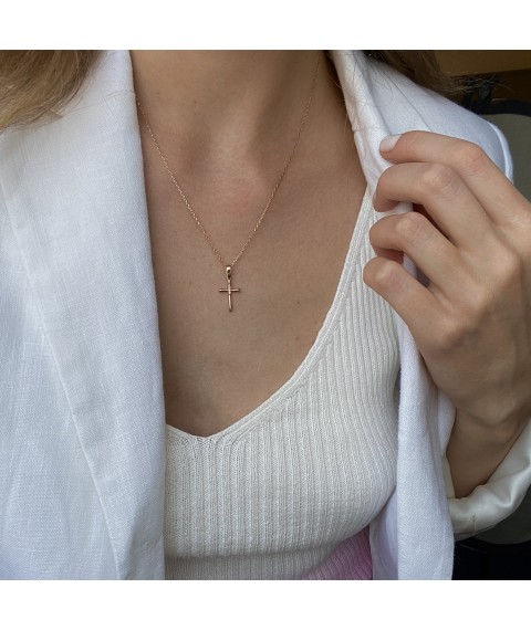 Gold necklace "Cross" with cubic zirconia col02190 Onix 45