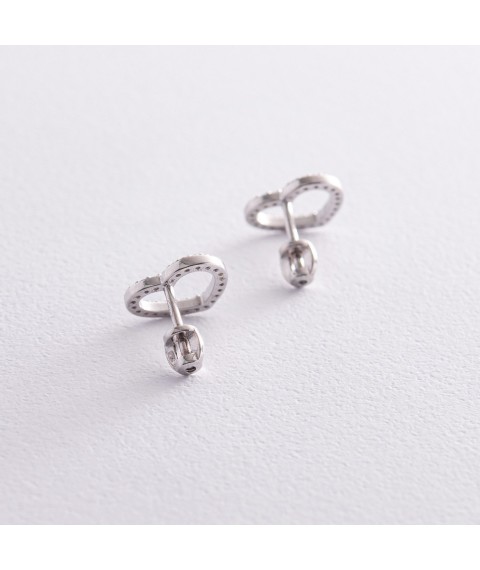 Silver earrings - studs "Hearts" with cubic zirconia OR121210 Onyx