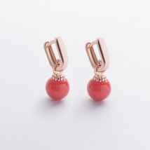 Серьги с кораллом (красное золото) с08755 Онікс