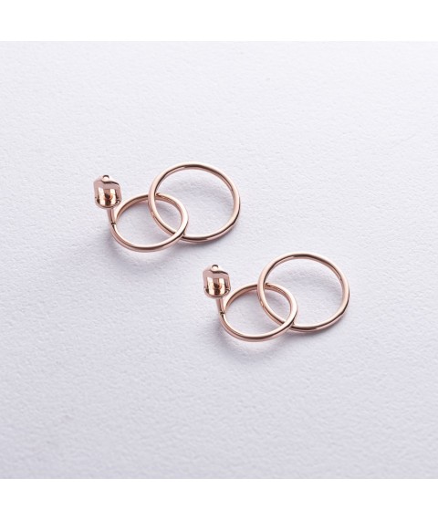 Stud earrings "Rings" in red gold s08894 Onyx
