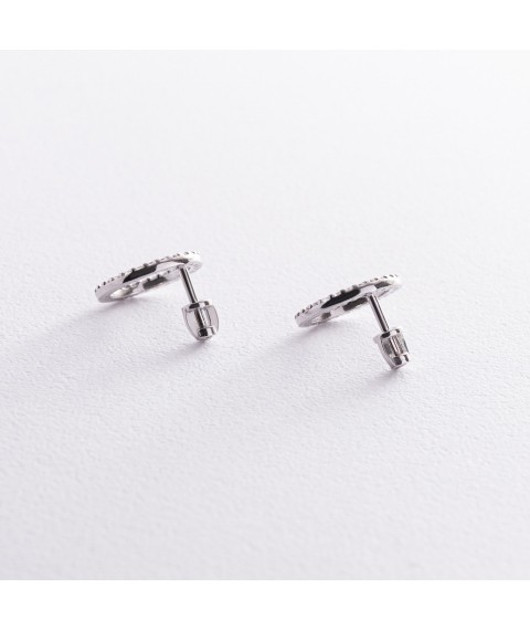 Silver earrings - studs "Cycle" (white cubic zirconia) 064510b Onyx