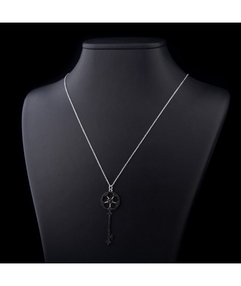 Silver necklace "Key" with black cubic zirconia 18469 Onix 70