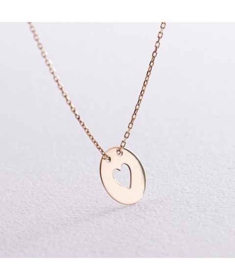 Necklace "Heart" in yellow gold kol01700с Onix 42