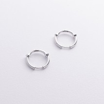 Срібні сережки - кільця "Bamboo" 12-3390 Онікс