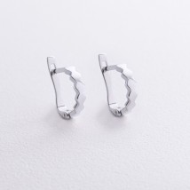 Серьги из белого золота на английской застежке с06387 Онікс