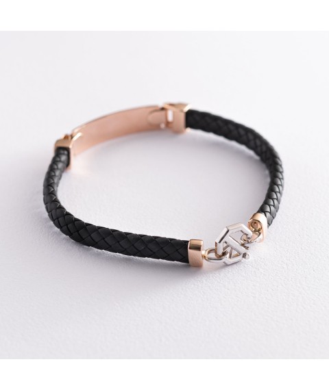 Rubber bracelet made of red gold with cubic zirconia b03983 Onyx