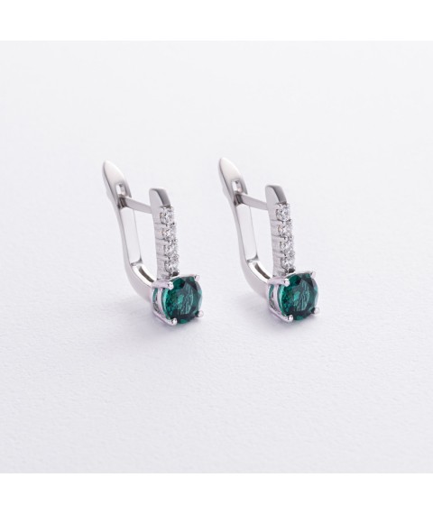 Серебряные серьги с кварцом и фианитами 2521/1р-QGR Онікс