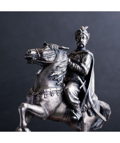 Handmade silver figure "Bogdan Khmelnytsky on horseback" 23106 Onyx
